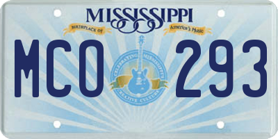 MS license plate MCO293