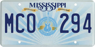 MS license plate MCO294