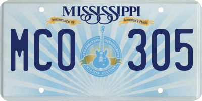MS license plate MCO305