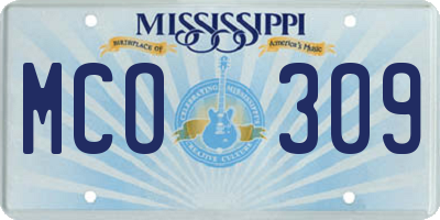 MS license plate MCO309