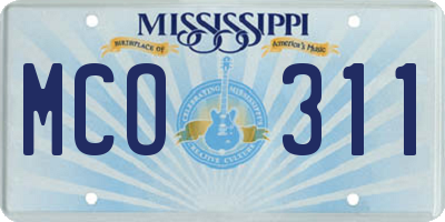 MS license plate MCO311