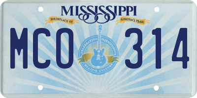 MS license plate MCO314