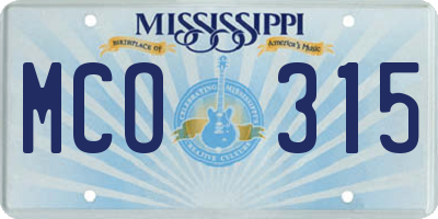 MS license plate MCO315