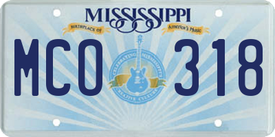 MS license plate MCO318