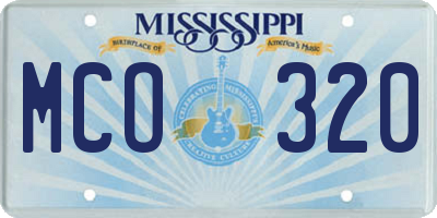 MS license plate MCO320