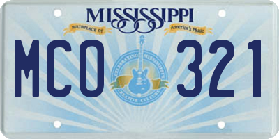 MS license plate MCO321