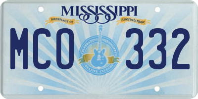 MS license plate MCO332