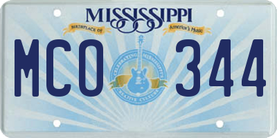 MS license plate MCO344