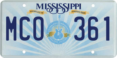 MS license plate MCO361