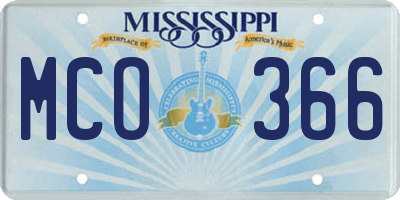 MS license plate MCO366