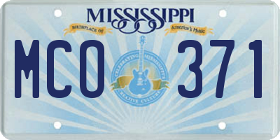 MS license plate MCO371