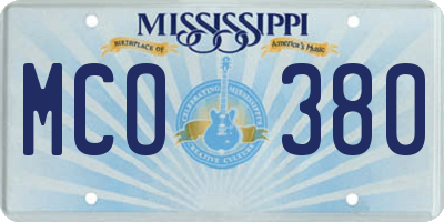 MS license plate MCO380