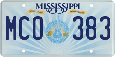 MS license plate MCO383