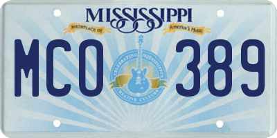 MS license plate MCO389