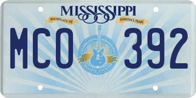 MS license plate MCO392