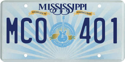 MS license plate MCO401