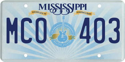 MS license plate MCO403