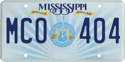 MS license plate MCO404