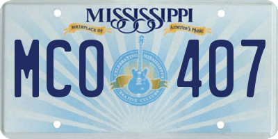 MS license plate MCO407