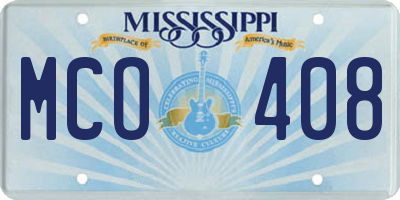 MS license plate MCO408