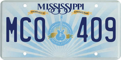 MS license plate MCO409