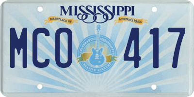 MS license plate MCO417