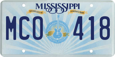 MS license plate MCO418