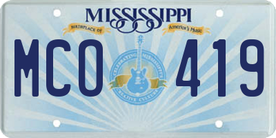 MS license plate MCO419