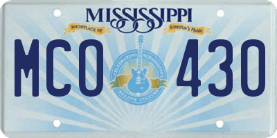 MS license plate MCO430
