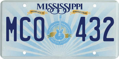 MS license plate MCO432