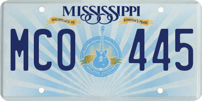 MS license plate MCO445