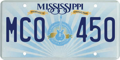 MS license plate MCO450