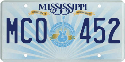 MS license plate MCO452