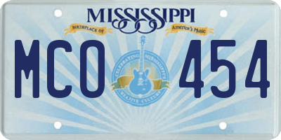 MS license plate MCO454