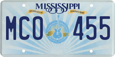 MS license plate MCO455