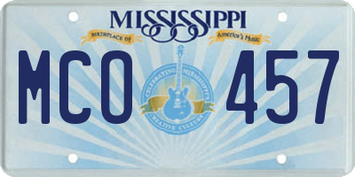 MS license plate MCO457