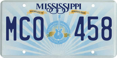 MS license plate MCO458