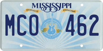 MS license plate MCO462