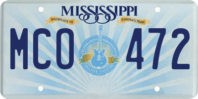 MS license plate MCO472