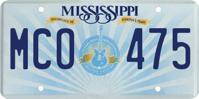 MS license plate MCO475