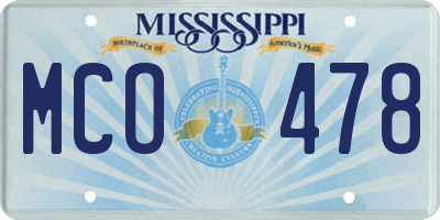 MS license plate MCO478
