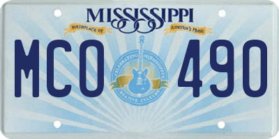 MS license plate MCO490