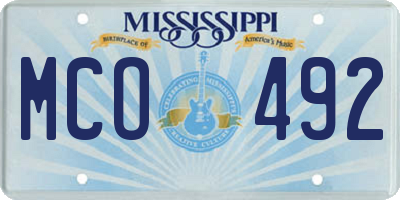 MS license plate MCO492