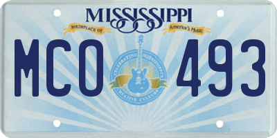MS license plate MCO493