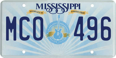 MS license plate MCO496