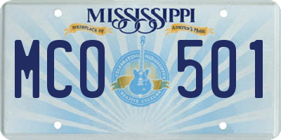 MS license plate MCO501
