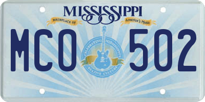 MS license plate MCO502
