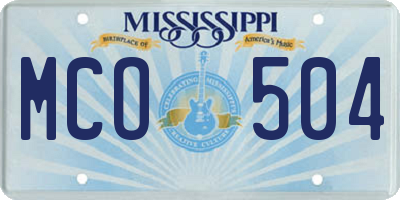 MS license plate MCO504