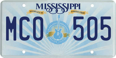 MS license plate MCO505