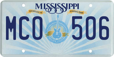 MS license plate MCO506